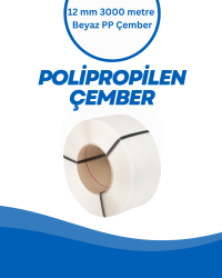 Yarı Otomatik Makine Çemberi ( 12 mm Beyaz Polipropilen ( PP ) Çember 3000 Metre )