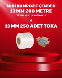 13 mm Beyaz Lifli Mini Kompozit Çember 200 Metre + 250 Adet Bukle Toka
