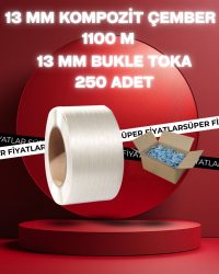 13 mm 1100 Metre Kompozit Lifli Çember & 250 Adet Galvaniz Toka Seti