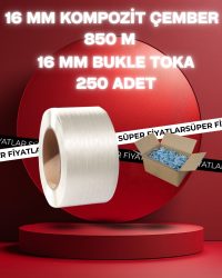 16 mm 850 Metre Kompozit Lifli Çember & 250 Adet Galvaniz Toka Seti