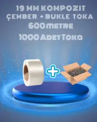 19 mm 600 Metre Kompozit Lifli Çember & 1000 Adet Bukle Toka