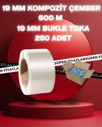 19 mm 600 Metre Kompozit Lifli Çember & 250 Adet Galvaniz Toka Avantaj Paketi