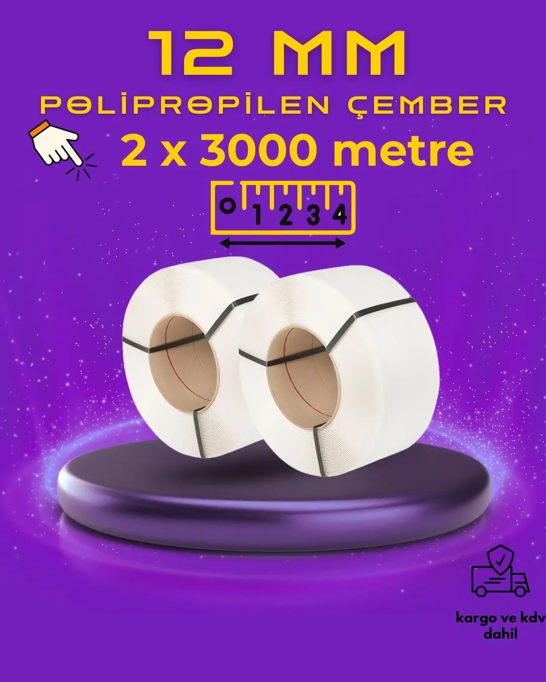 Yarı Otomatik Makine Çemberi (12 mm x 3000 Metre) - 2'li Ekonomik Paket